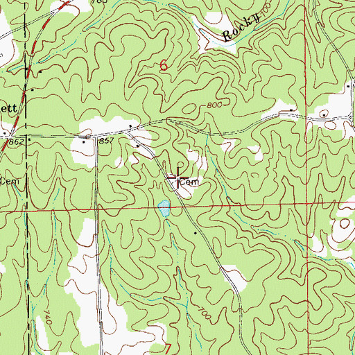 Topographic Map of Beulah Cemetery, AL