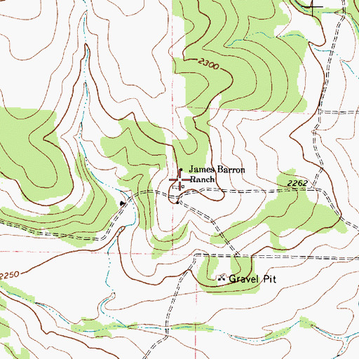 Topographic Map of James Barron Ranch, TX