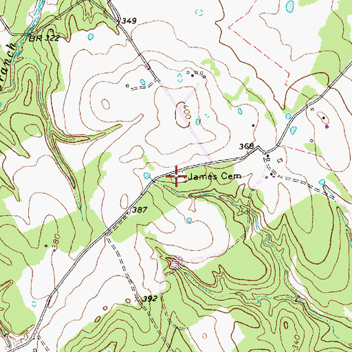 Topographic Map of James Cemetery, TX
