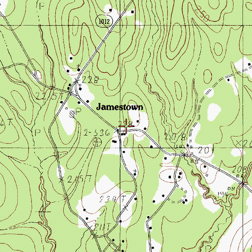 Topographic Map of Jamestown, TX