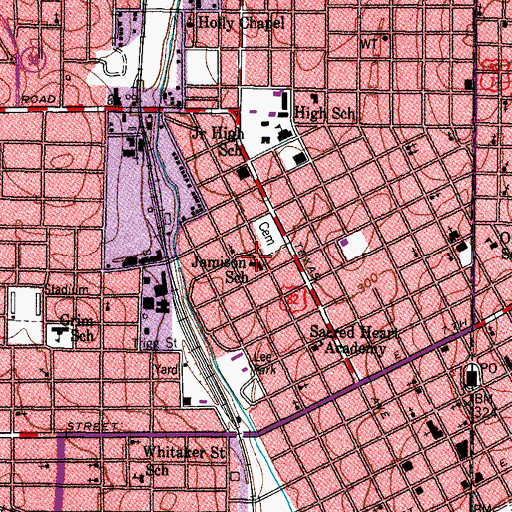 Topographic Map of Jamison School, TX