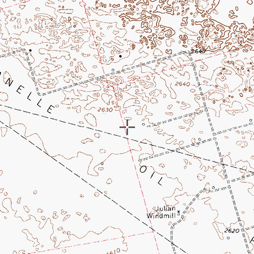 Topographic Map of Janelle Oil Field, TX