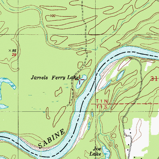 Topographic Map of Jarrels Ferry Lake, TX