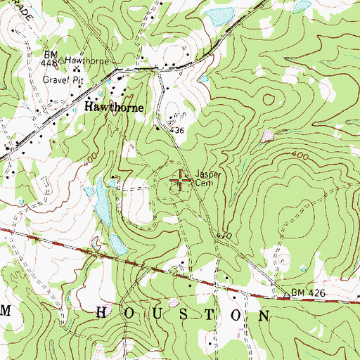 Topographic Map of Jasper Cemetery, TX