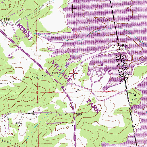 Topographic Map of Burnt Village Park, AL