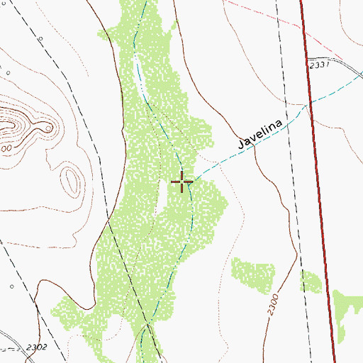Topographic Map of Javelina Draw, TX