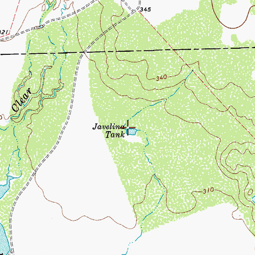 Topographic Map of Javelina Tank, TX