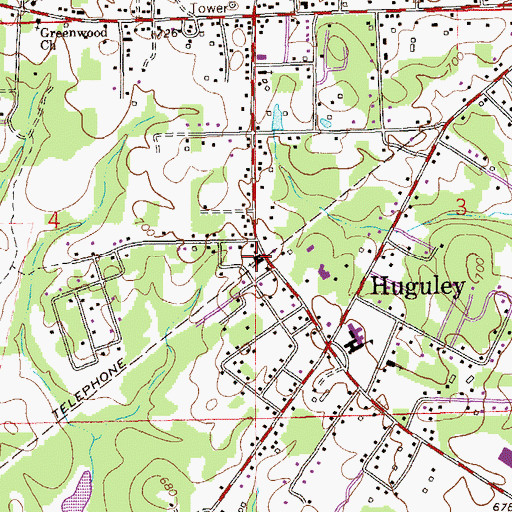Topographic Map of Calvary Baptist Church, AL