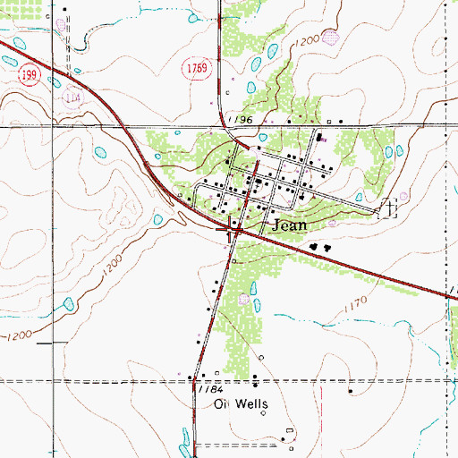 Topographic Map of Jean, TX