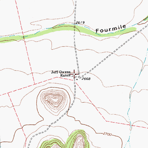 Topographic Map of Jeff Owens Ranch, TX