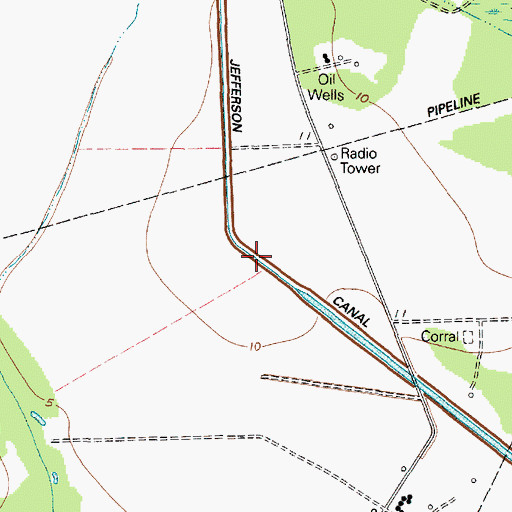 Topographic Map of Jefferson Canal, TX