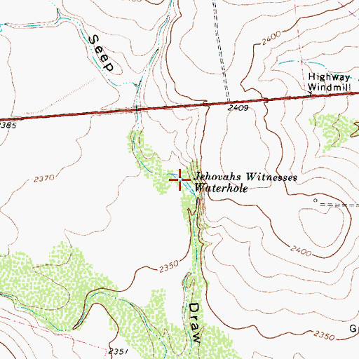 Topographic Map of Jehovahs Witnesses Waterhole, TX