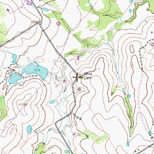 Topographic Map of Jena Cemetery, TX