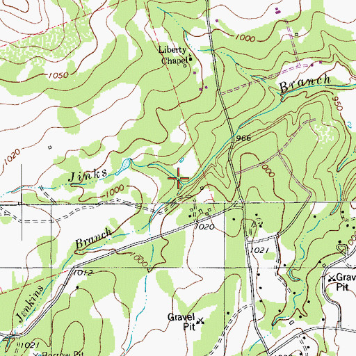 Topographic Map of Jenkins Branch, TX