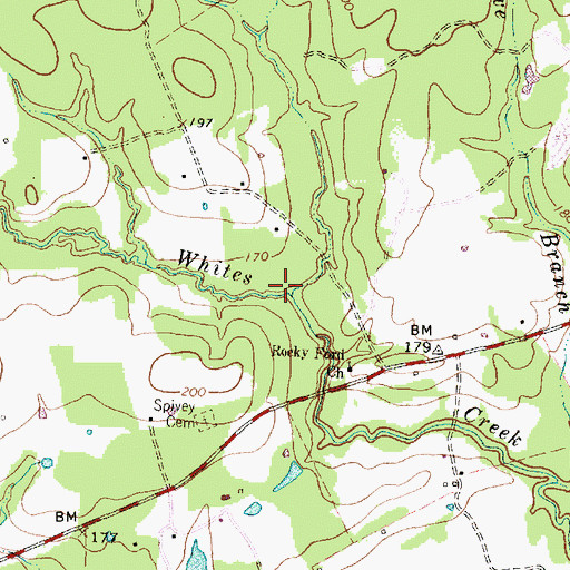 Topographic Map of Jenkins Branch, TX