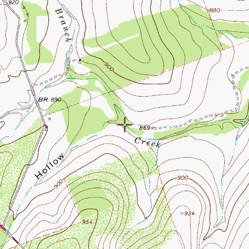 Topographic Map of Jennings Branch, TX