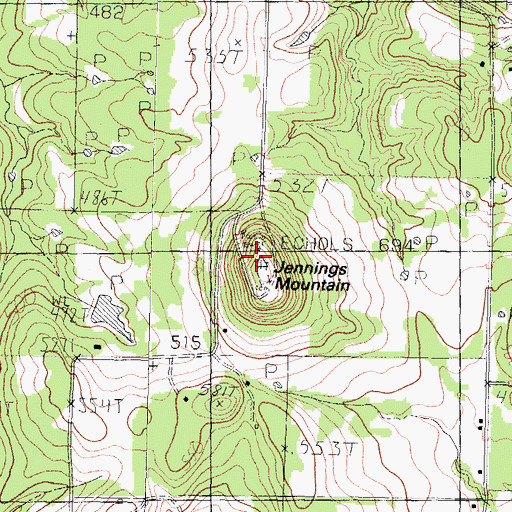Topographic Map of Jennings Mountain, TX