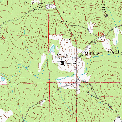 Topographic Map of Chambers County High School, AL