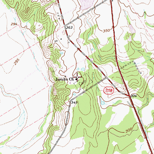Topographic Map of Jericho Church, TX