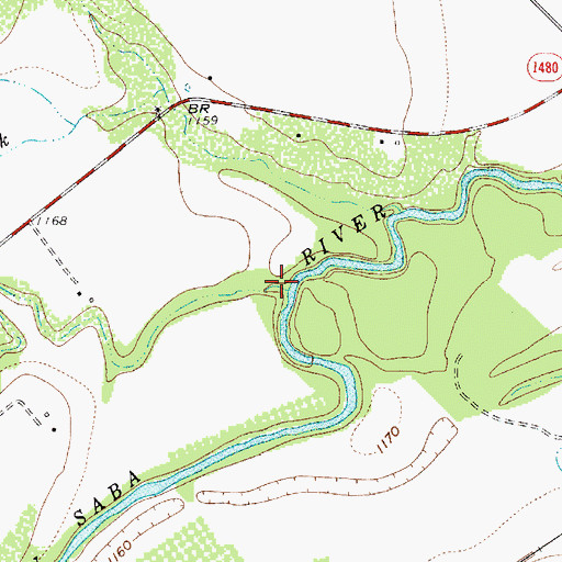Topographic Map of Jerrys Branch, TX