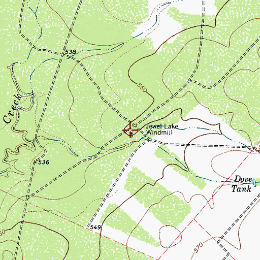 Topographic Map of Jewel Lake Windmill, TX