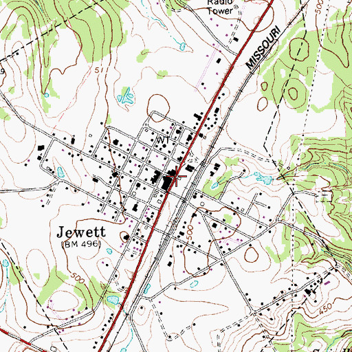 Topographic Map of Jewett, TX
