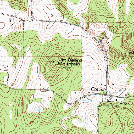 Topographic Map of Jim Beard Mountain, TX