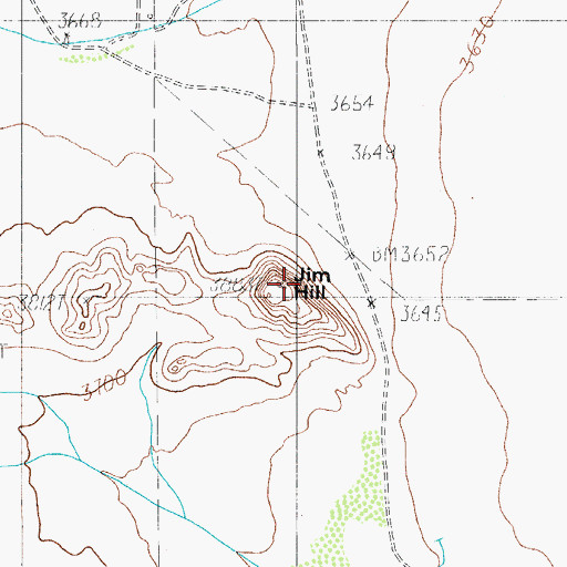 Topographic Map of Jim Hill, TX