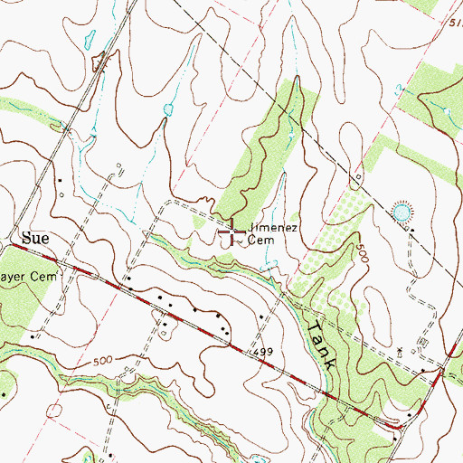 Topographic Map of Jimenez Cemetery, TX