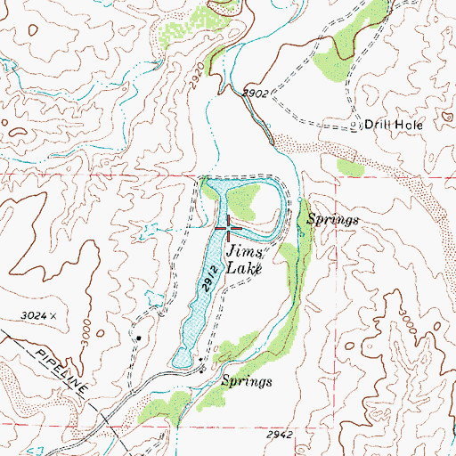Topographic Map of Jims Lake, TX