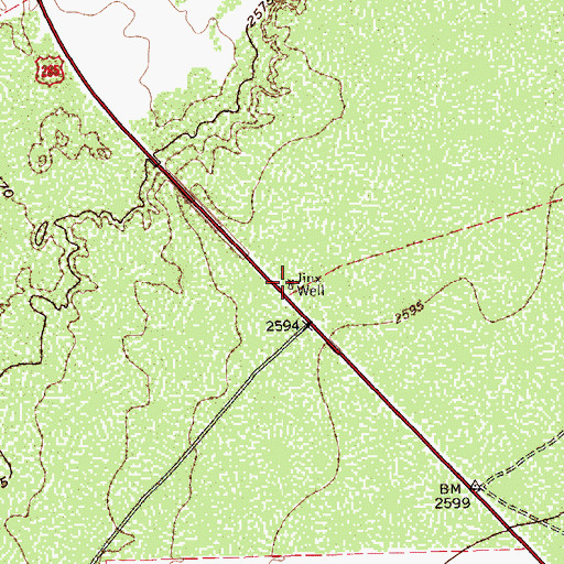 Topographic Map of Jinx Well, TX