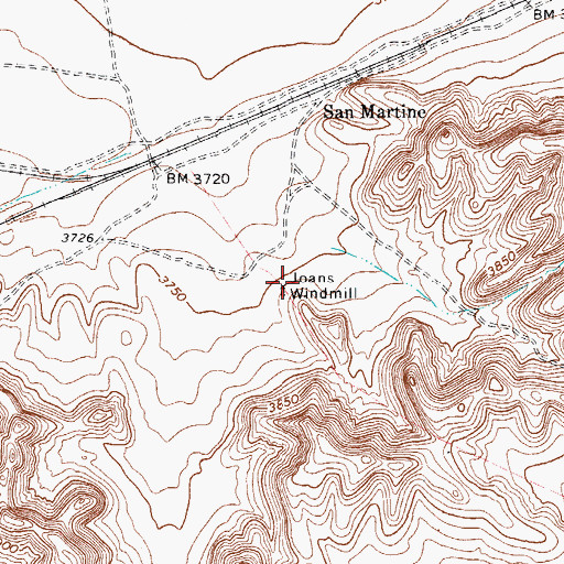 Topographic Map of Joans Windmill, TX