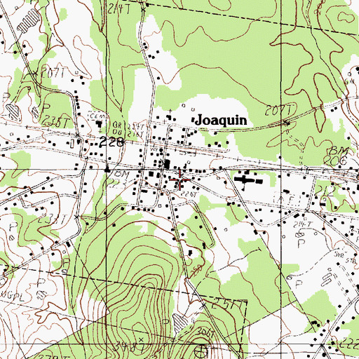 Topographic Map of Joaquin, TX