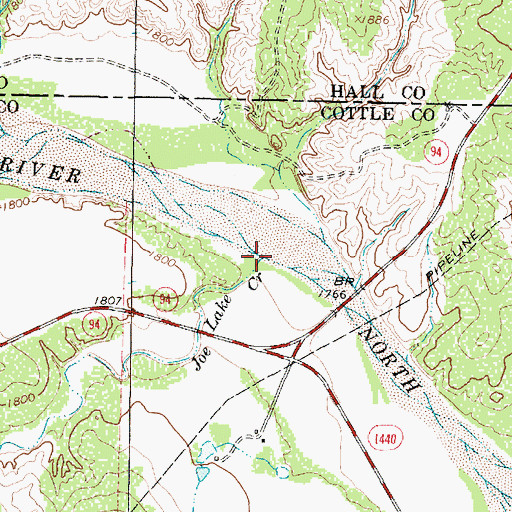 Topographic Map of Joe Lake Creek, TX