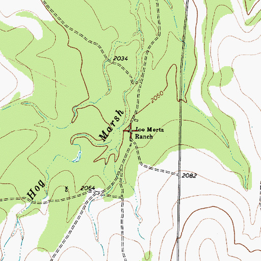 Topographic Map of Joe Mertz Ranch, TX