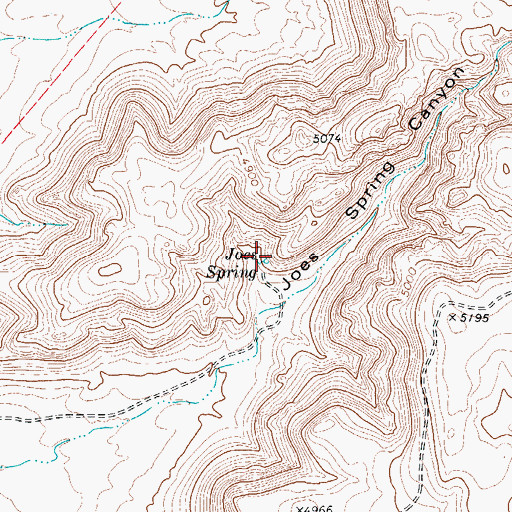 Topographic Map of Joes Spring, TX
