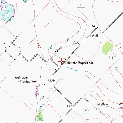 Topographic Map of John the Baptist Church, TX