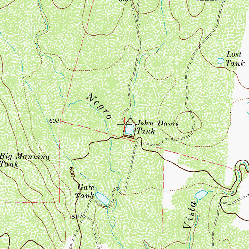 Topographic Map of John Davis Tank, TX