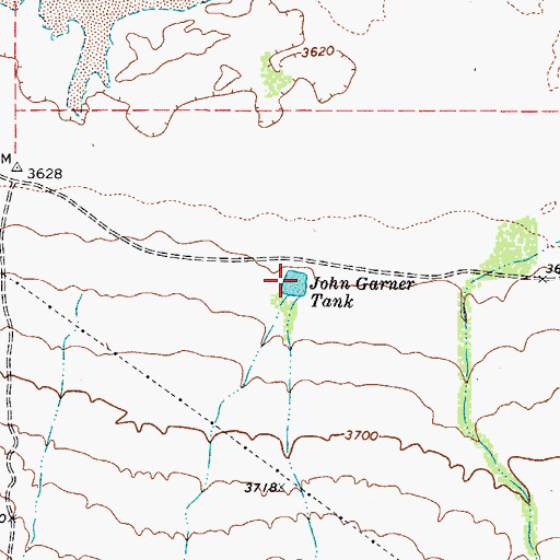 Topographic Map of John Garner Tank, TX