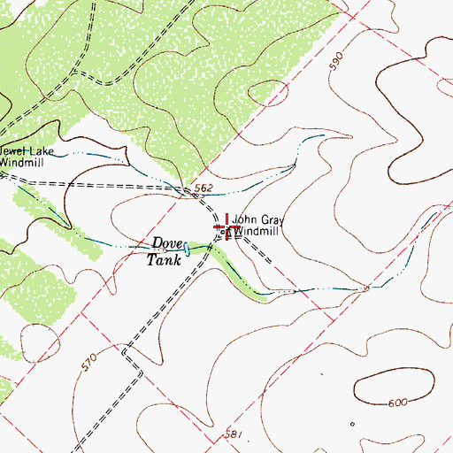 Topographic Map of John Gray Windmill, TX