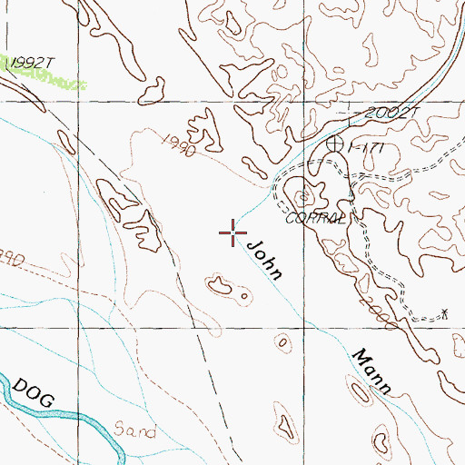 Topographic Map of John Mann Creek, TX