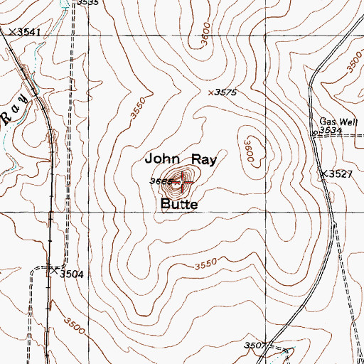 Topographic Map of John Ray Butte, TX