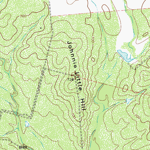 Topographic Map of Johnnie Little Hill, TX