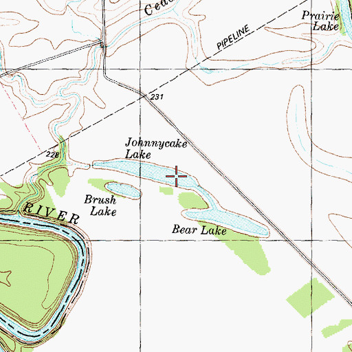 Topographic Map of Johnnycake Lake, TX