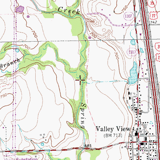Topographic Map of Johns Branch, TX