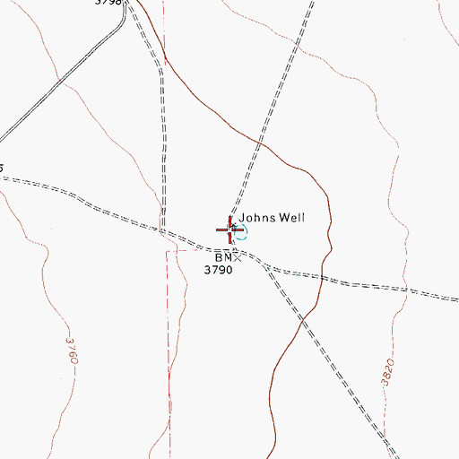 Topographic Map of Johns Well, TX