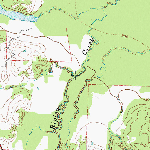 Topographic Map of Johnson Branch, TX