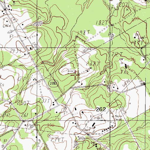 Topographic Map of Johnson Cemetery, TX