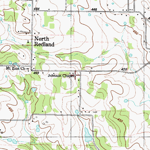 Topographic Map of Johnson Chapel, TX