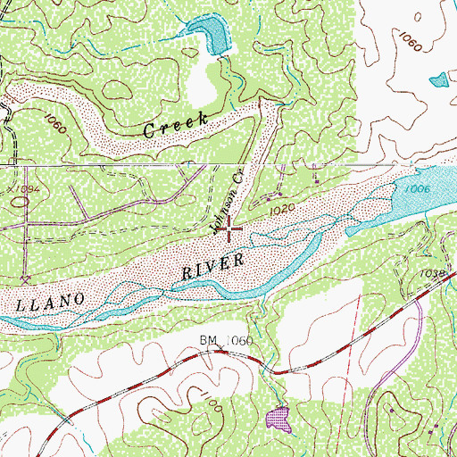 Topographic Map of Johnson Creek, TX